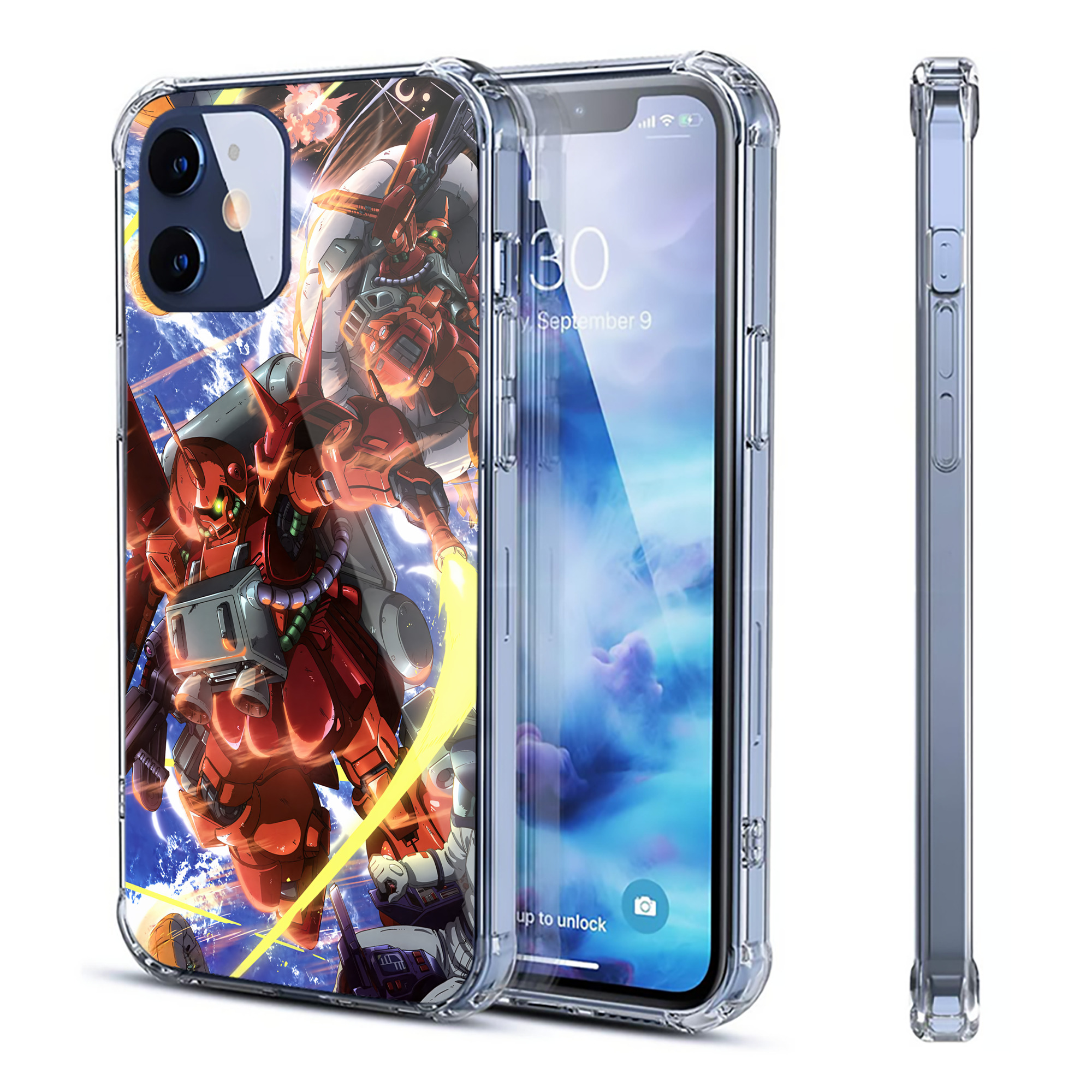 （画像用） 機動戦士ガンダム Mobile Suit Gundam 【iPhone 12シリーズ対応】透明スマホケース（クリアソフトケース）